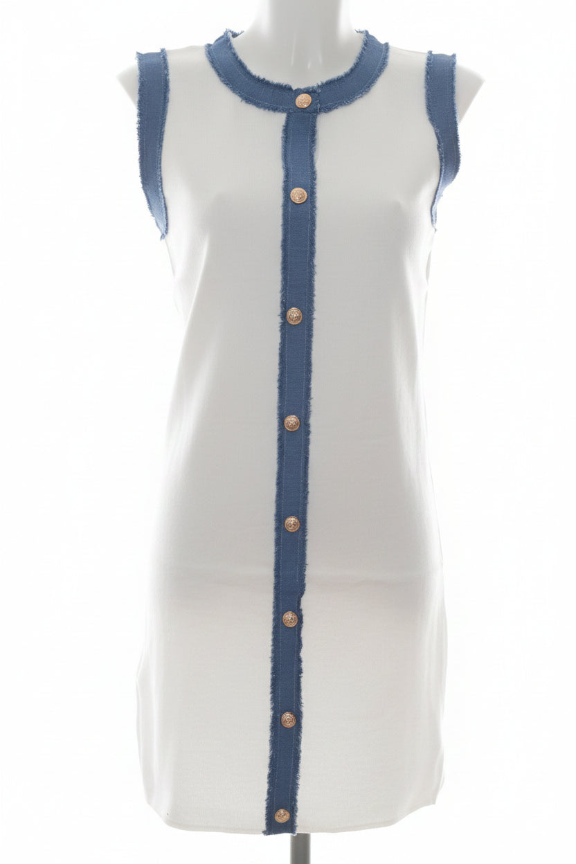Robe bi-matiere denim